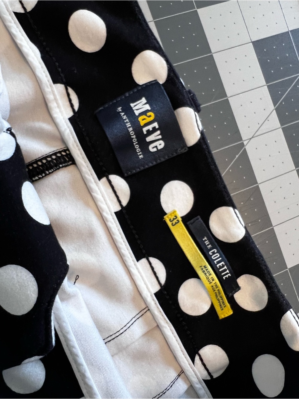 Maeve Collette Cropped Black and White Polka Dot Casual Bottoms - Picture 3 of 5